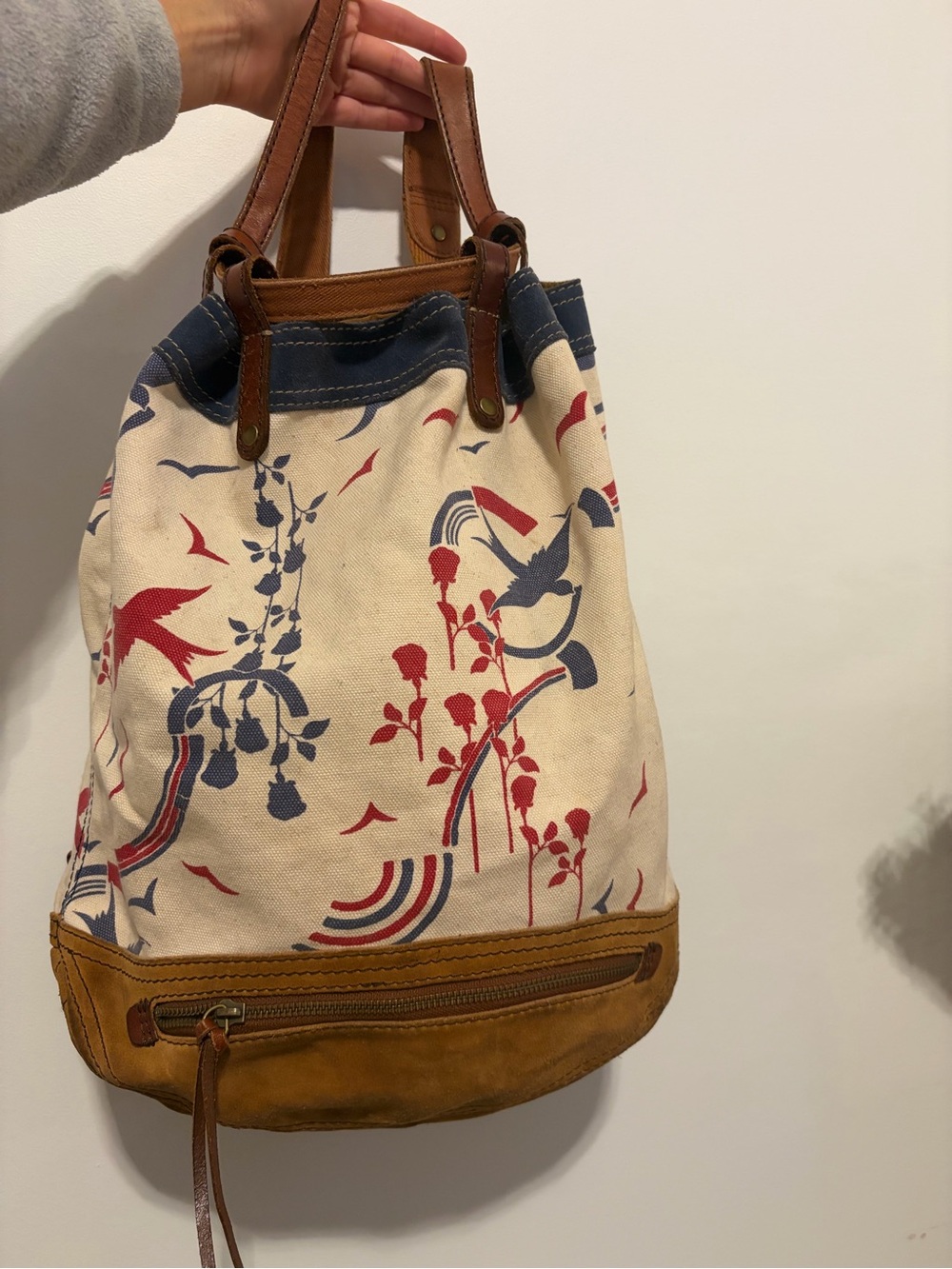 Vintage Fossil Canvas Floral Print Bookbag